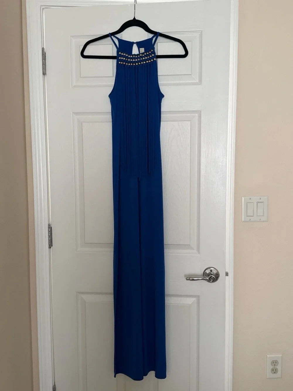 Michael Kors Royal Blue Halter Maxi Dress with Side Slit